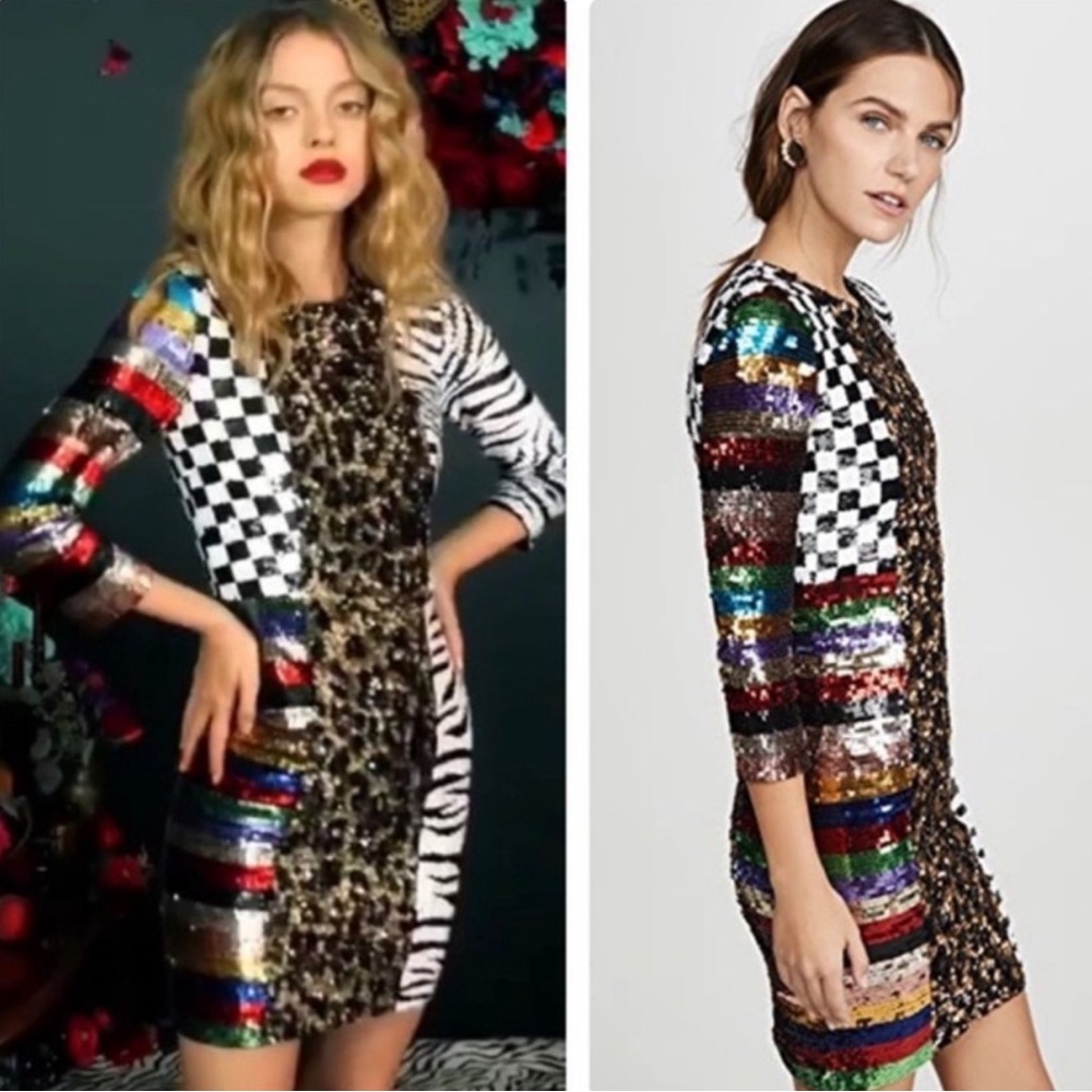 Alice And Olivia Jae Multi Sequin Patchwork Keyho… - image 5